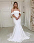 Off the Shoulder White Court Train Long Bridal Dress