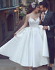 White Spaghetti Straps A Line Bridal Dress With Appliques