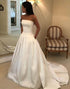Ivory Strapless A Line Chapel Train Long Bridal Dress
