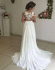 Ivory A Line Court Train Long Bridal Dress With Slit