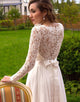 Ivory Lace Long Sleeves Long Bridal Dress