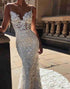 Ivory Spaghetti Straps Open Back Long Bridal Dress