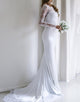 White Long Sleeves Open Back Long Bridal Dress