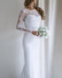 White Long Sleeves Open Back Long Bridal Dress