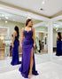 Sparkly Purple Mermaid Corset Long Prom Dress With Slit