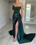 Dark Green Mermaid Satin Sweetheart Long Prom Dress With Slit