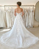 A Line Backless Lace Tull Wedding Dress With Appliques