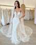 Mermaid Lace Tulle Off The Shoulder Wedding Dress With Appliques