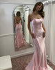 Blush Mermaid Spaghetti Strap Long Prom Dress