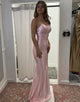 Blush Mermaid Spaghetti Strap Long Prom Dress