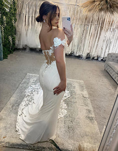 Mermaid Ivory Off The Shoulder Wedding Dress With Appliques