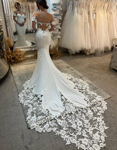 Mermaid Ivory Off The Shoulder Wedding Dress With Appliques