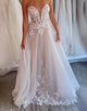 A Line Off The Shoulder Lace Applique Wedding Dress