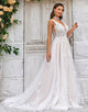 A-Line V-Neck Lace Applique Ivory Wedding Dress