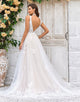 A-Line V-Neck Lace Applique Ivory Wedding Dress