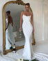 Ivory Mermaid Cowl Neck Simple Sweep Train Wedding Dress