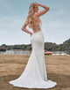 Ivory Mermaid Cowl Neck Simple Sweep Train Wedding Dress