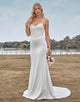 Ivory Mermaid Cowl Neck Simple Sweep Train Wedding Dress