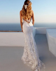 Ivory Elegent Lace V-Neck Sleeveless Long Wedding Dress