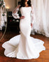 Ivory Satin Mermaid Wedding Dress with Detachable Sleeves