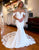 Ivory Mermaid Lace-Trimmed Off the Shoulder Long Wedding Dress