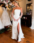 Ivory Mermaid Off The Shoulder Long Wedding Dress With Slit
