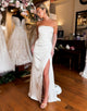 Ivory Mermaid Off The Shoulder Long Wedding Dress With Slit