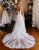 A-Line V Neck White Tulle Wedding Dresses with Appliques