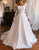Ivory A Line Long Sleeves Tulle Wedding Dress with Floral Lace