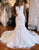 Ivory Mermaid V Neck Tulle Lace Wedding Dress
