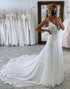 Spaghetti-Straps Open Back Wedding Dress Sleeveless With Appliques