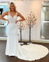 Mermaid Sexy V-neck 3D Flower Lace Applique Wedding Dresses