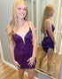 Purple Sequin Short Homecoming Dress With Criss Cross Back