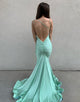 Green Mermaid Backless Long Prom Dress