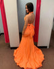 Orange Mermaid Backless Long Prom Dress