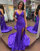 Purple Mermaid Backless Long Prom Dress With Slit