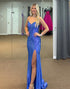 Sparkly Royal Blue Mermaid Long Prom Dress With Slit
