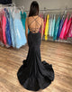 Sparkly Black Mermaid Spaghetti Straps Sequined Long Prom Dress