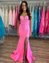 Fuchsia Mermaid Off The Shoulder Long Prom Dress With Appliques