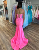 Fuchsia Mermaid Off The Shoulder Long Prom Dress With Appliques