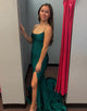 Dark Green Mermaid Spaghetti Strap Long Prom Dress With Slit
