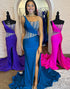 Royal Blue Mermaid One ShoulderProm Dress With Slit