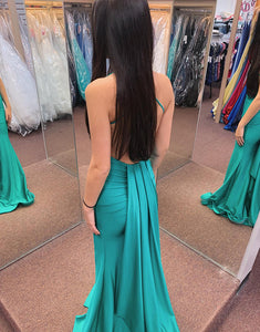 Mermaid Green Long Prom Dress With Slit