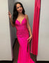 Glitter Fuchsia Mermaid Spaghetti Strap Prom Dress