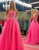 Fuchsia A Line Lace Long Prom Dress With Appliques