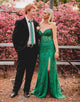 Green Mermaid Sweetheart Appliques Prom Dress With Slit