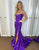 Purple Mermaid Off The Shoulder Long Prom Dress With Slit