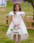 White High-low Flower Girl Dress with Bow