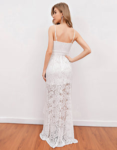 White Lace Beach Wedding Dress