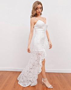 White Lace Beach Wedding Dress